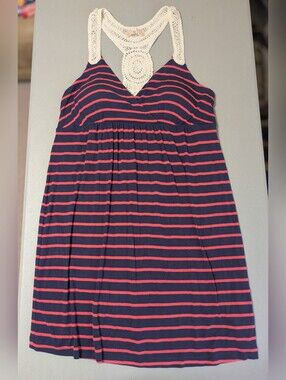 Pink and blue striped dress, large